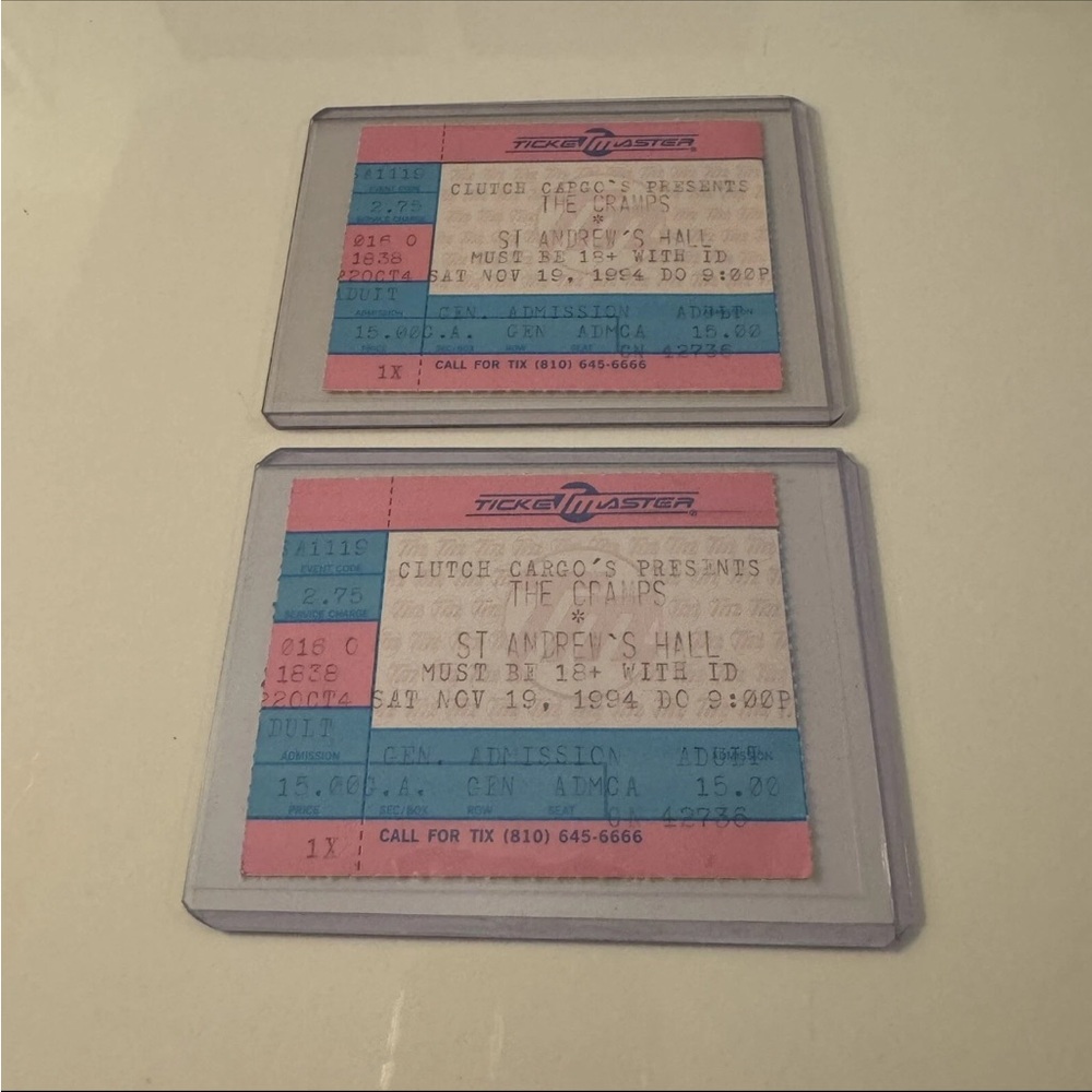 90s Vintage The Cramps Ticket Stub 1994 Concert Tour Detroit Michigan Punk Rock